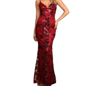 Lulu's Burgundy / red Sequin prom Dress size medium